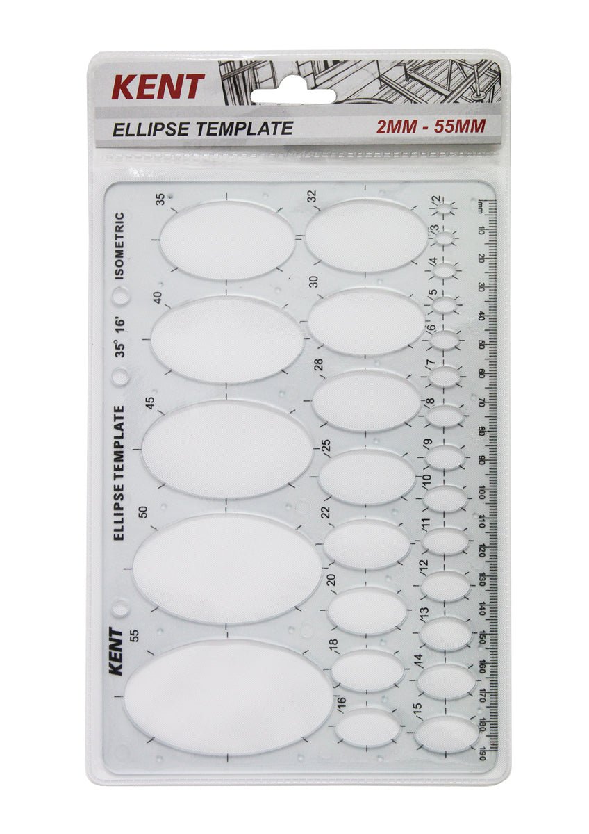 Kent Template Ellipse 2mm - 55mm - theartshop.com.au