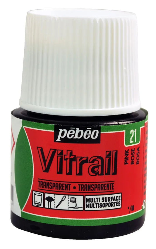 Pebeo Vitrail 45ml Transparent 21 Pink - theartshop.com.au