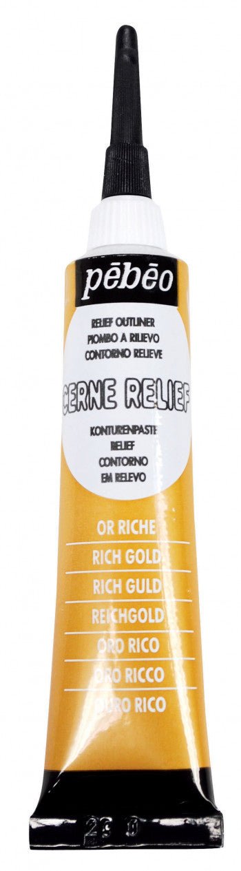 Pebeo Vitrail Outliner / Cerne Relief 20ml Rich Gold - theartshop.com.au