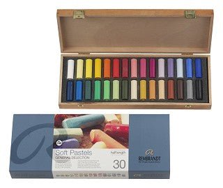 Rembrandt Soft Pastel Wooden Box Set 30 Half Sticks - theartshop.com.au