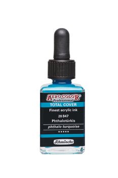 Schmincke Aerocolor Ink 28ml 847 Total Cover Phthalo Turquoise - theartshop.com.au