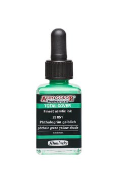 Schmincke Aerocolor Ink 28ml 851 Total Cover Phthalo Green Yellow Shade - theartshop.com.au