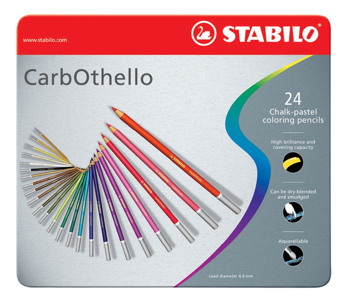 Stabilo CarbOthello Coloured Pastel Pencils Tin 24 - theartshop.com.au