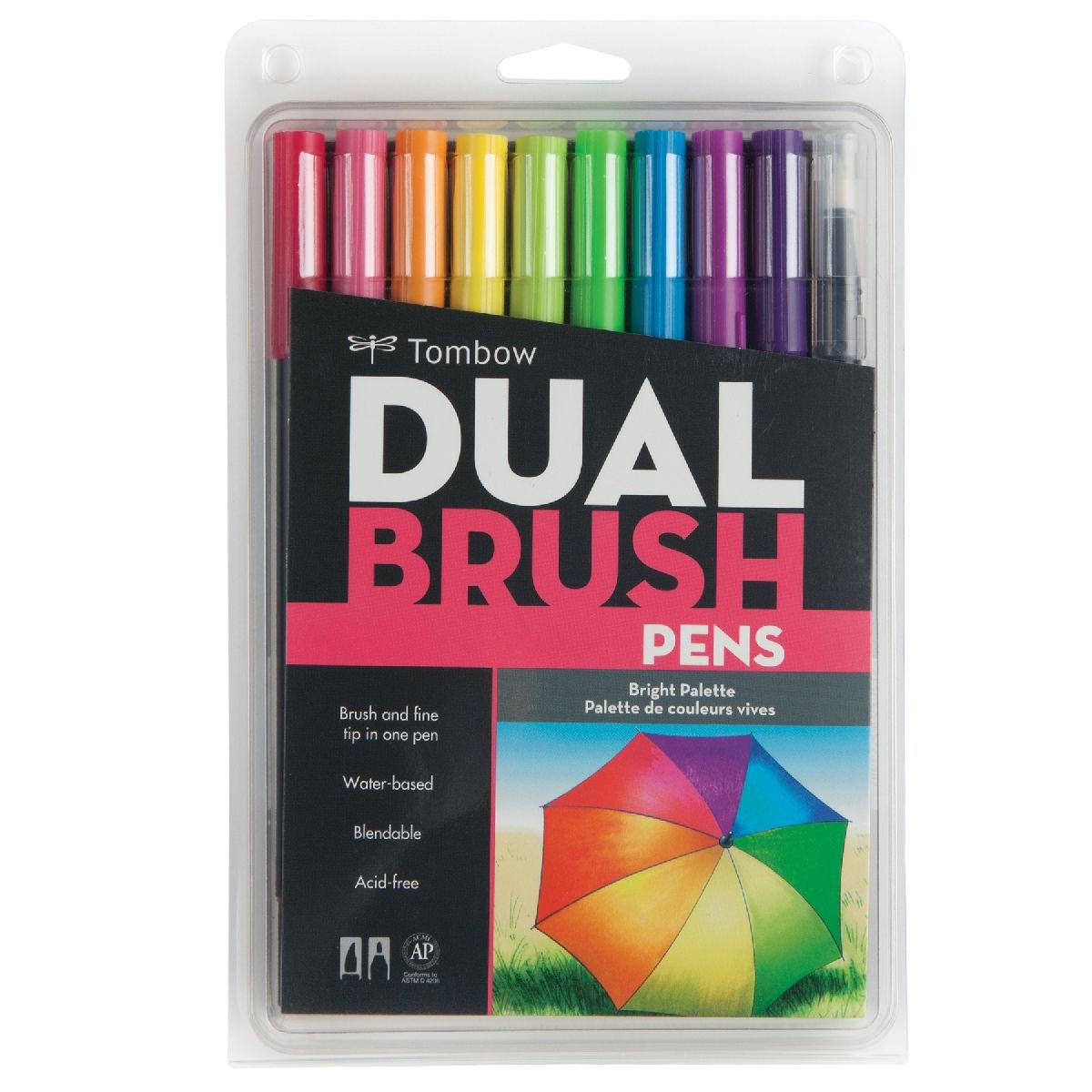 Tombow Dual Brush Pen Set 10 Bright Colours - theartshop.com.au