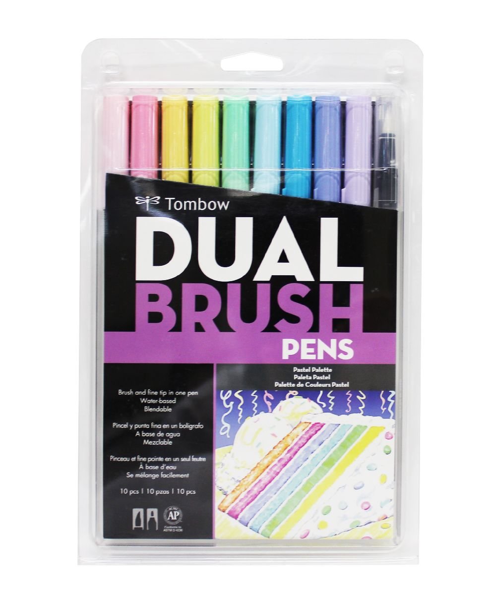 Tombow Dual Brush Pen Set 10 Pastel Colours - theartshop.com.au