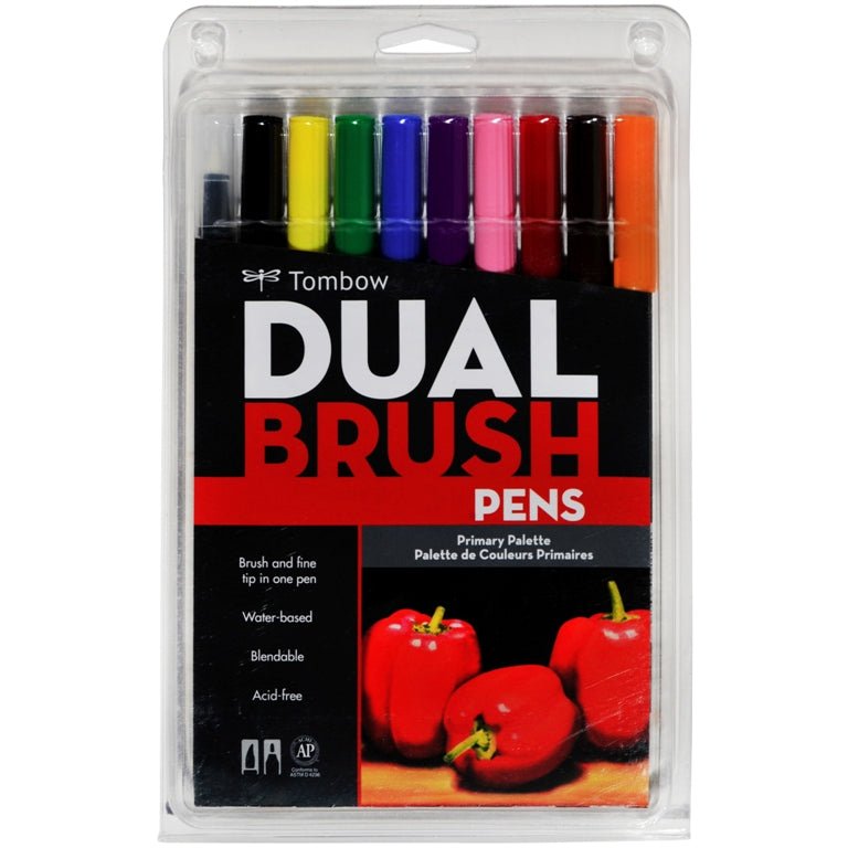 Tombow Dual Brush Pen Set 10 Primary - theartshop.com.au