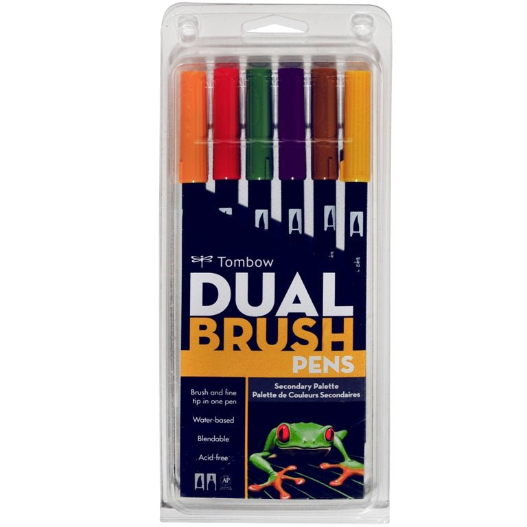Tombow Dual Brush Pen Set 6 Secondary - theartshop.com.au