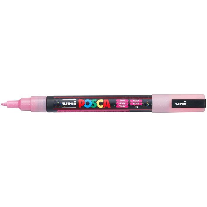 Uni Posca PC3M Bullet Tip 1.3mm Glitter Pink - theartshop.com.au