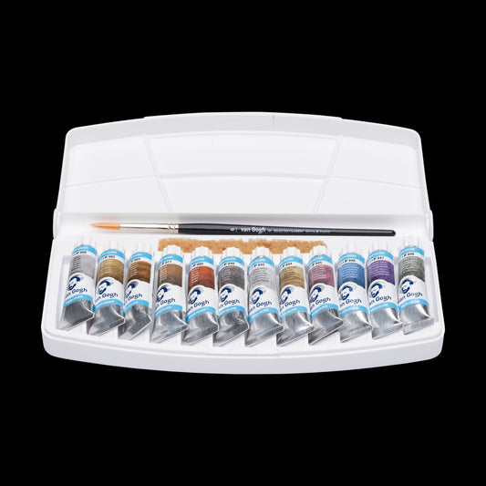 Van Gogh W/C Set 12 x 10ml Metallic & Interference - theartshop.com.au