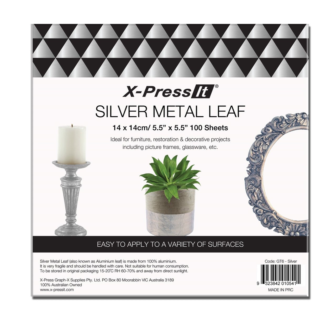 X-Press It Metal Leaf 14 x 14cm Pkt 100 Silver - theartshop.com.au