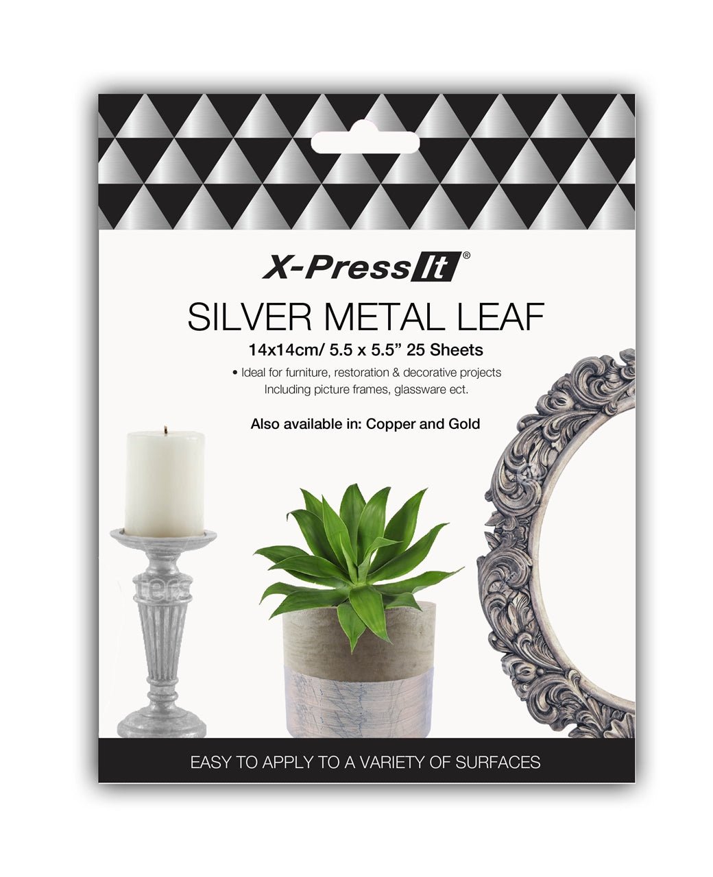 X-Press It Metal Leaf 14 x 14cm Pkt 25 Silver - theartshop.com.au