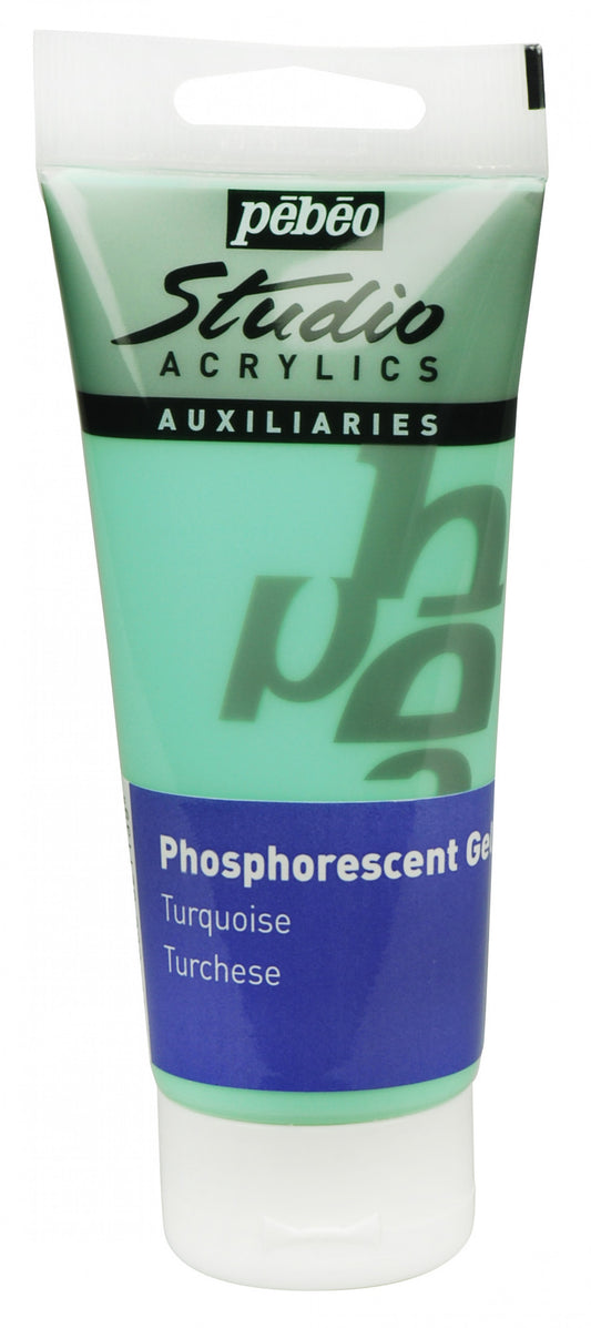 Pebeo Studio Acrylics 100ml Phosphorescent Gel Turquoise