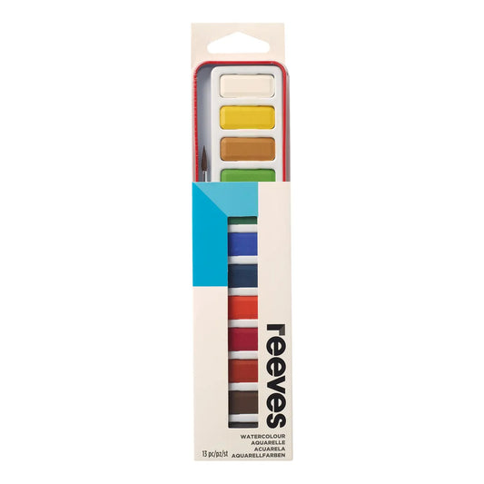 Reeves Watercolour 12 Pan Tin Plus Brush