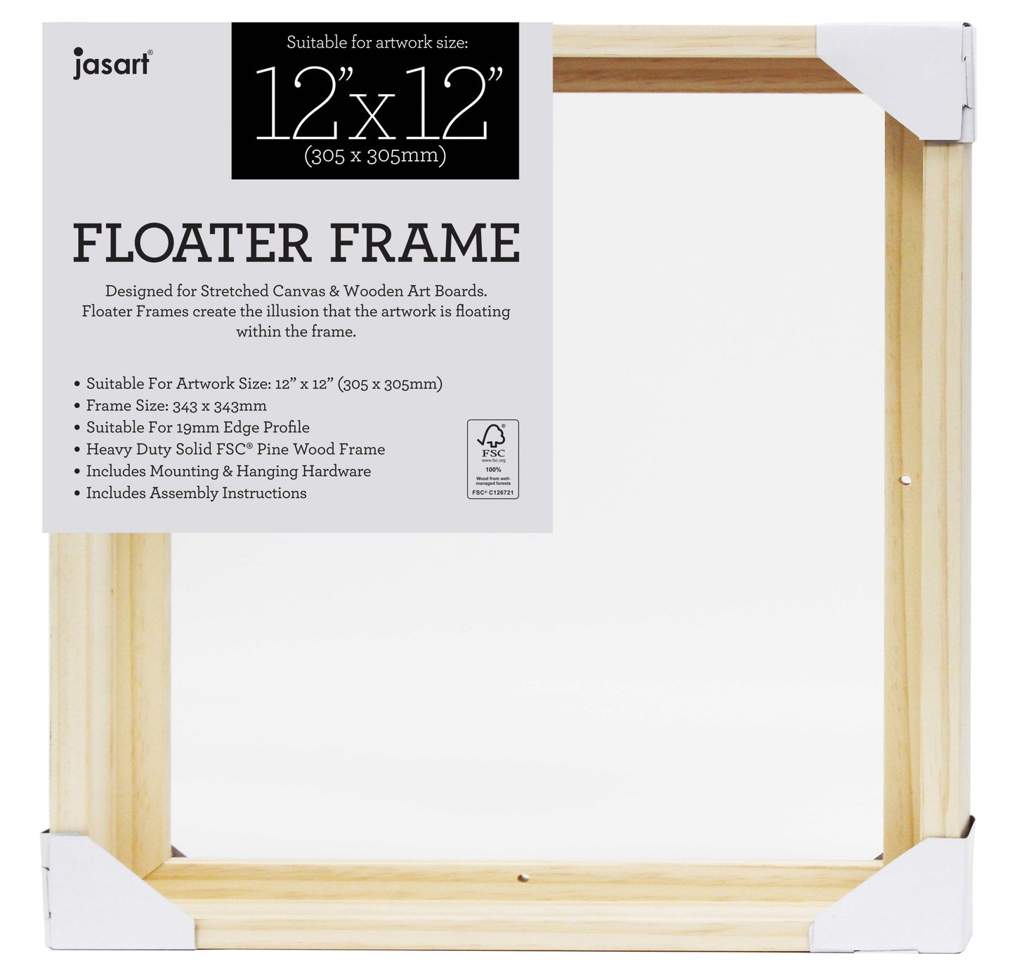 Jasart Floater Frame Thin Edge 12 x 12" Natural