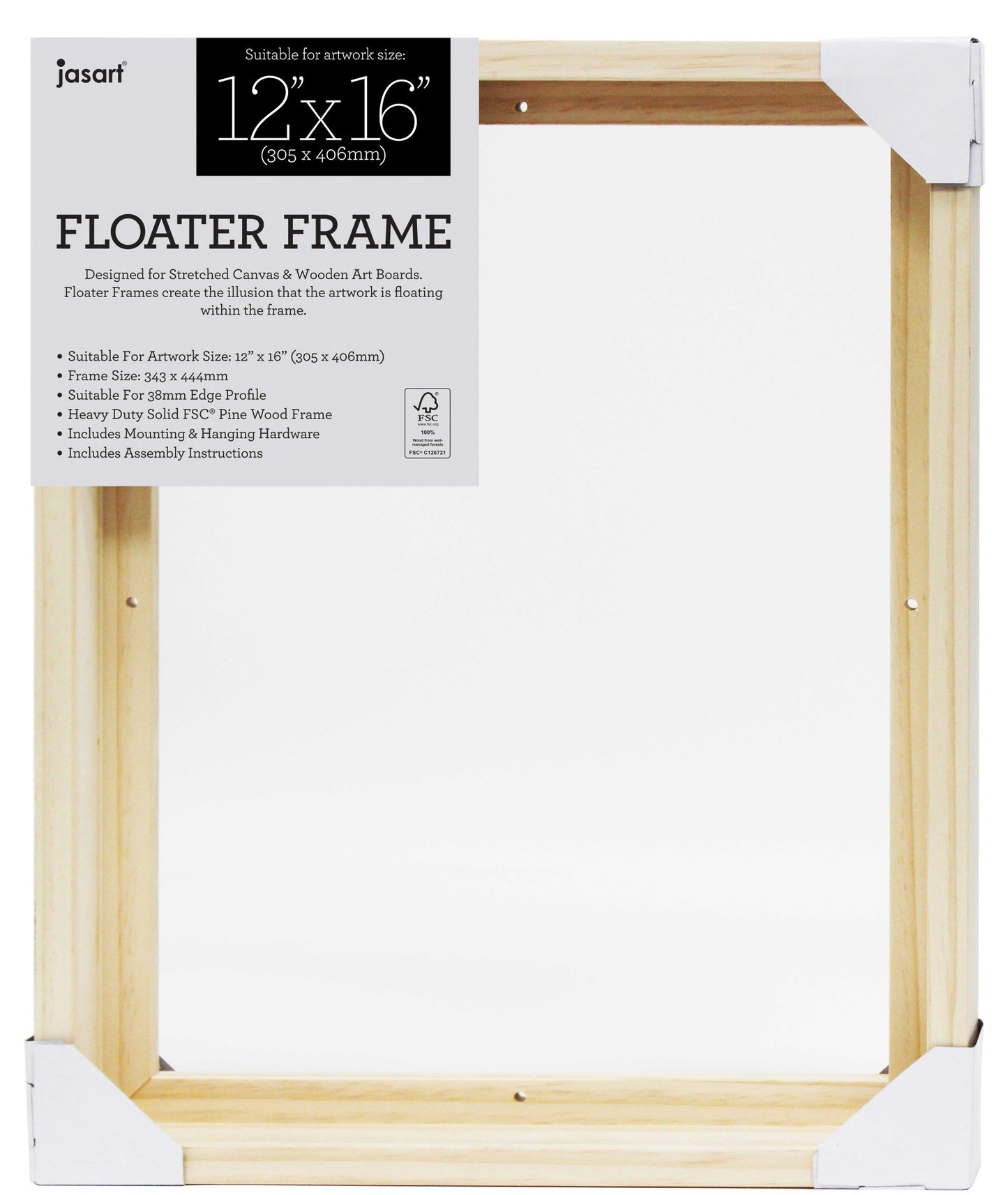 Jasart Floater Frame Thick Edge 12 x 16" Natural