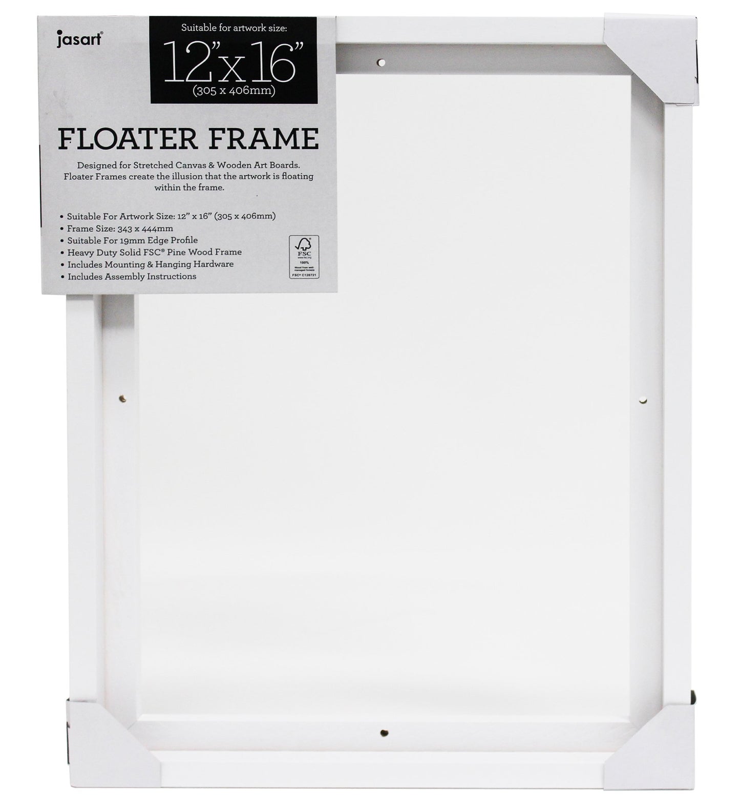 Jasart Floater Frame Thin Edge 12 x 16" White