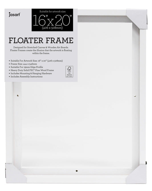 Jasart Floater Frame Thin Edge 16 x 20" White (40.7cm x 50.9cm)