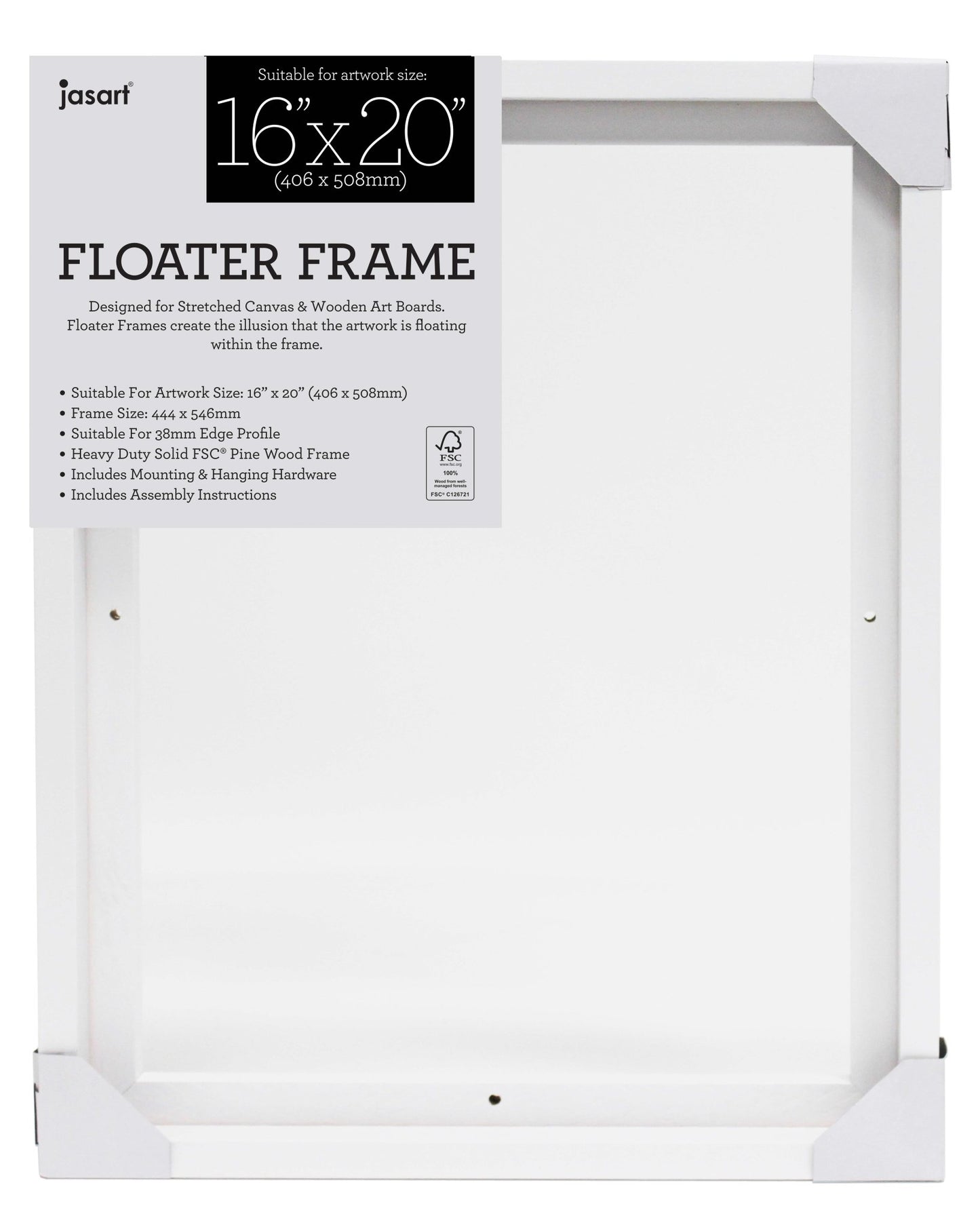 Jasart Floater Frame Thick Edge 16 x 20" White