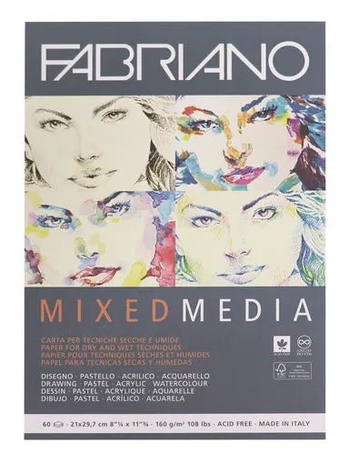 Fabriano Mixed Media Paper Pad 160gsm 60 Sheet A3