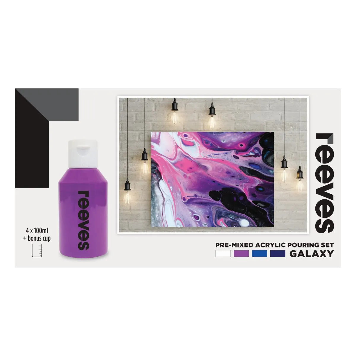 Reeves Pre-Mixed Acrylic Pour Paint Set 4 Galaxy