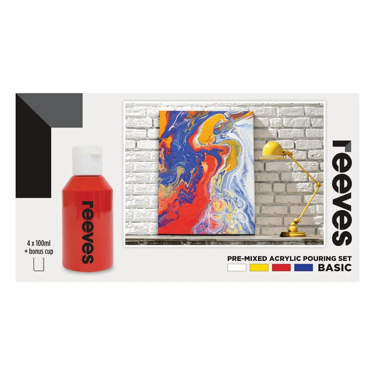 Reeves Pre-Mixed Acrylic Pour Paint Set 4 Basic