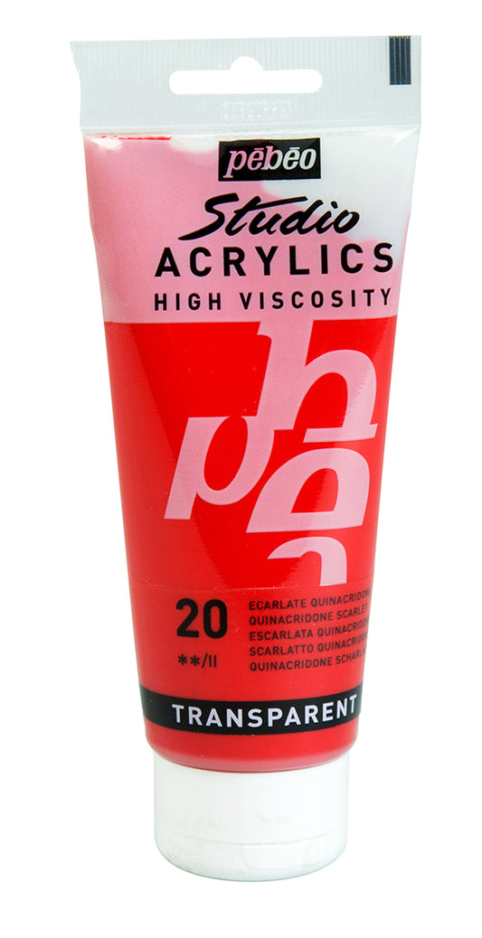 Pebeo Studio Acrylics 100ml 20 Quinacridone Scarlet