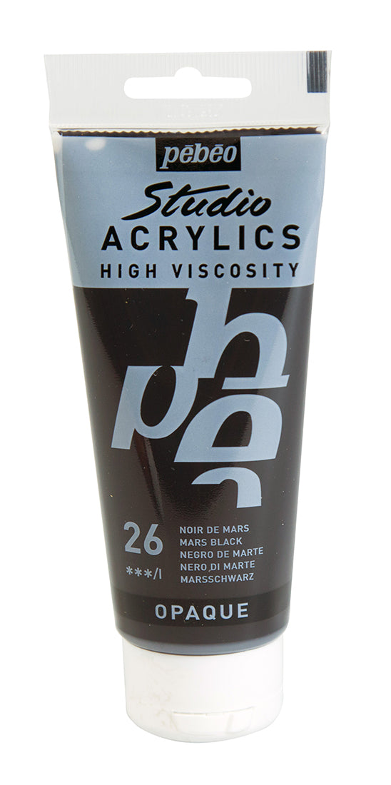 Pebeo Studio Acrylics 100ml 26 Mars Black