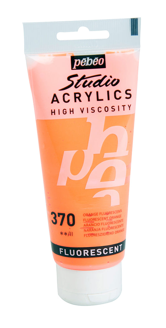 Pebeo Studio Acrylics 100ml 370 Fluoro Orange