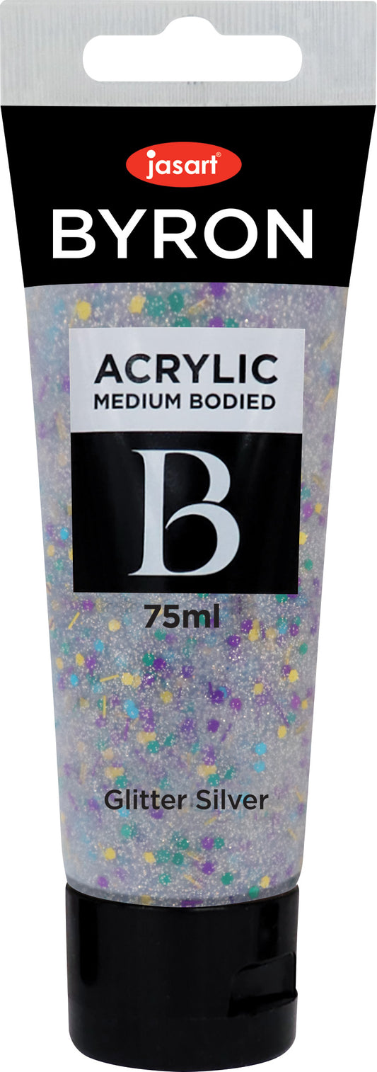 Jasart Byron Acrylic Paint 75ml Glitter Silver