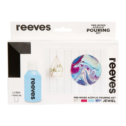 Reeves Pre-Mixed Acrylic Pour Paint Set 4 Jewel (discontinued & online only)