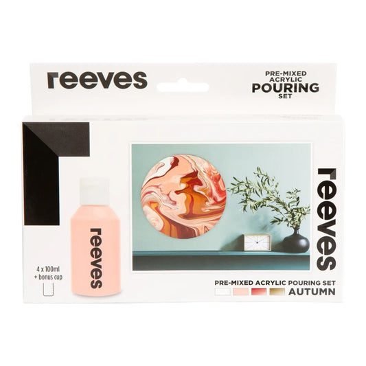 Reeves Pre-Mixed Acrylic Pour Paint Set 4 Autumn