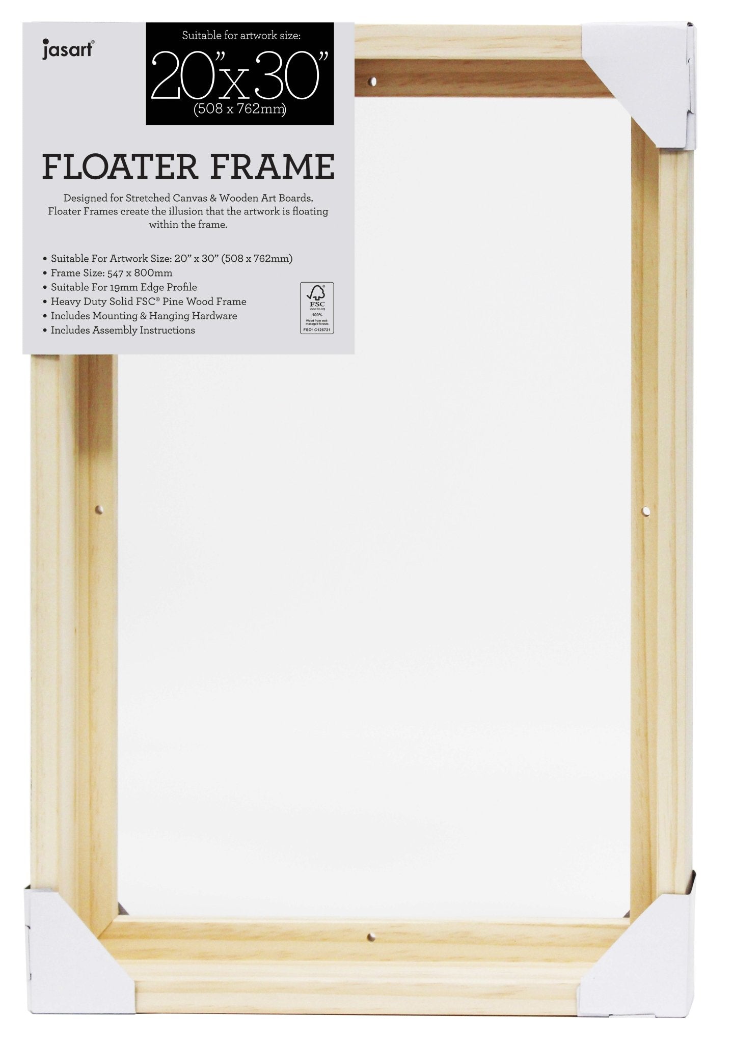 Jasart Floater Frame Thin Edge 20 x 30" Natural