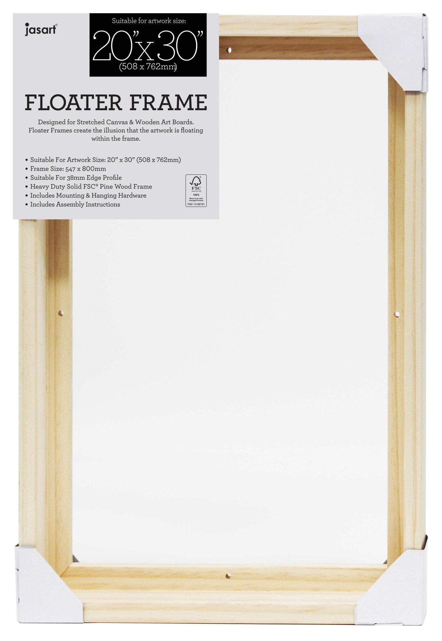 Jasart Floater Frame Thick Edge 20 x 30" Natural