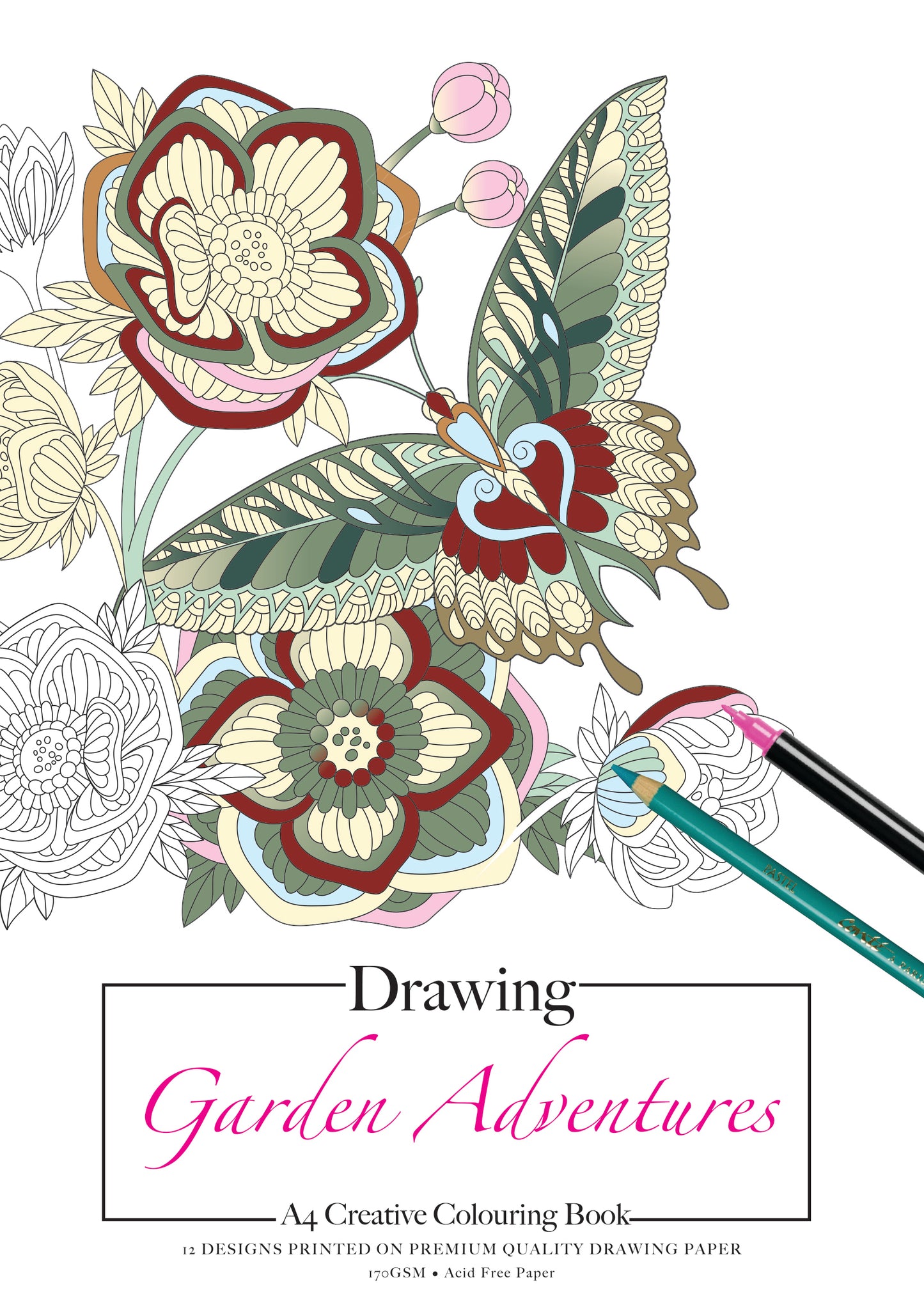 Colouring Book Drawing 170gsm 12 Sheets - Garden Adventures