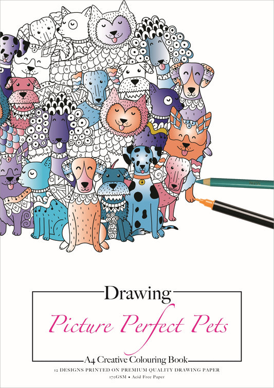 Colouring Book Drawing 170gsm 12 Sheets - Picture Perfect Pets