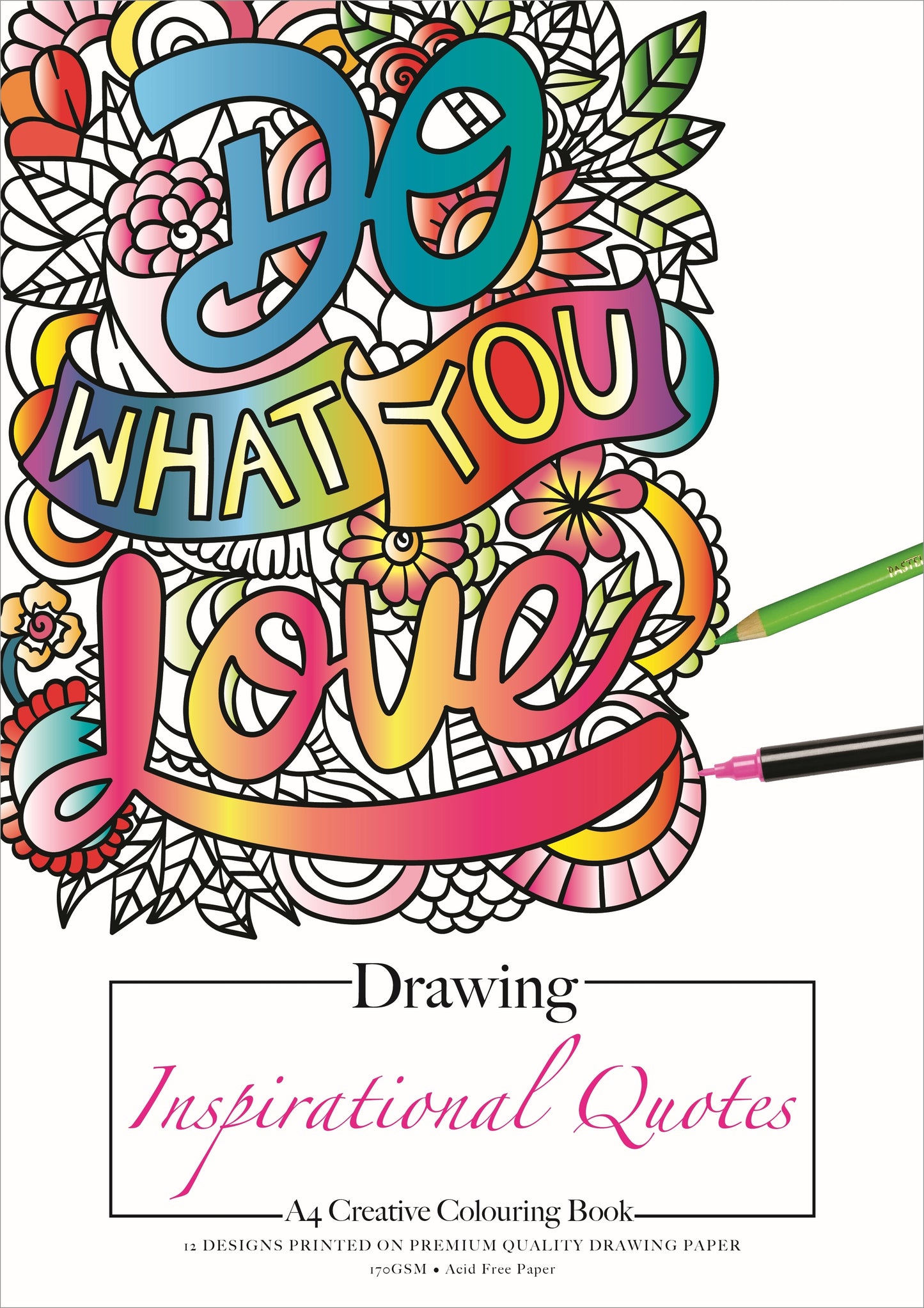 Colouring Book Drawing 170gsm 12 Sheets - Inspirational Quotes