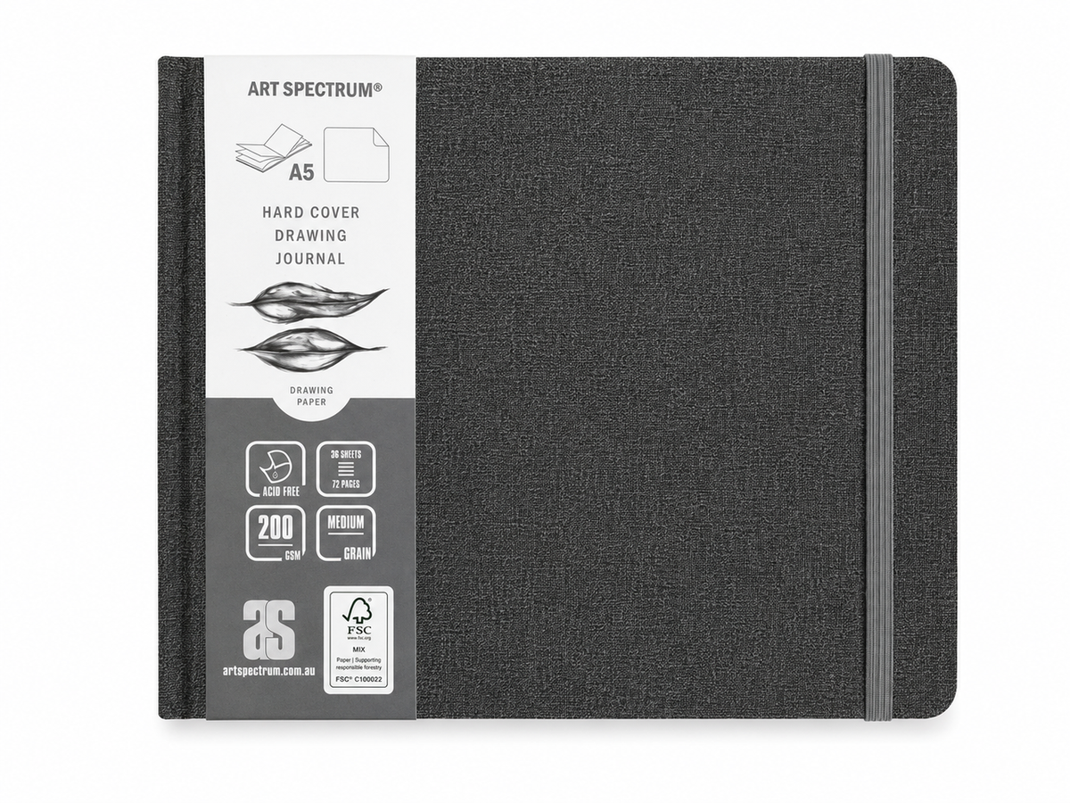 AS Watercolour Hard Cover Drawing Journal Grey Linen 200gsm A5