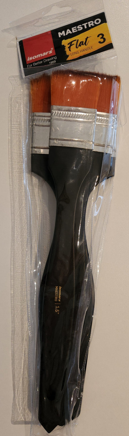 Isomars Maestro Flat Long Handle Taklon Brush Set 3