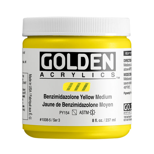 Golden Heavy Body Acrylic 237ml Benzimidazolone Yellow Medium