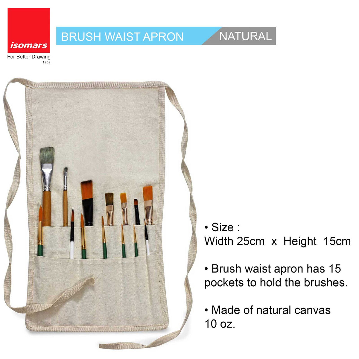 Brush Empty Waist Apron Canvas 10 x 18'' -Natural
