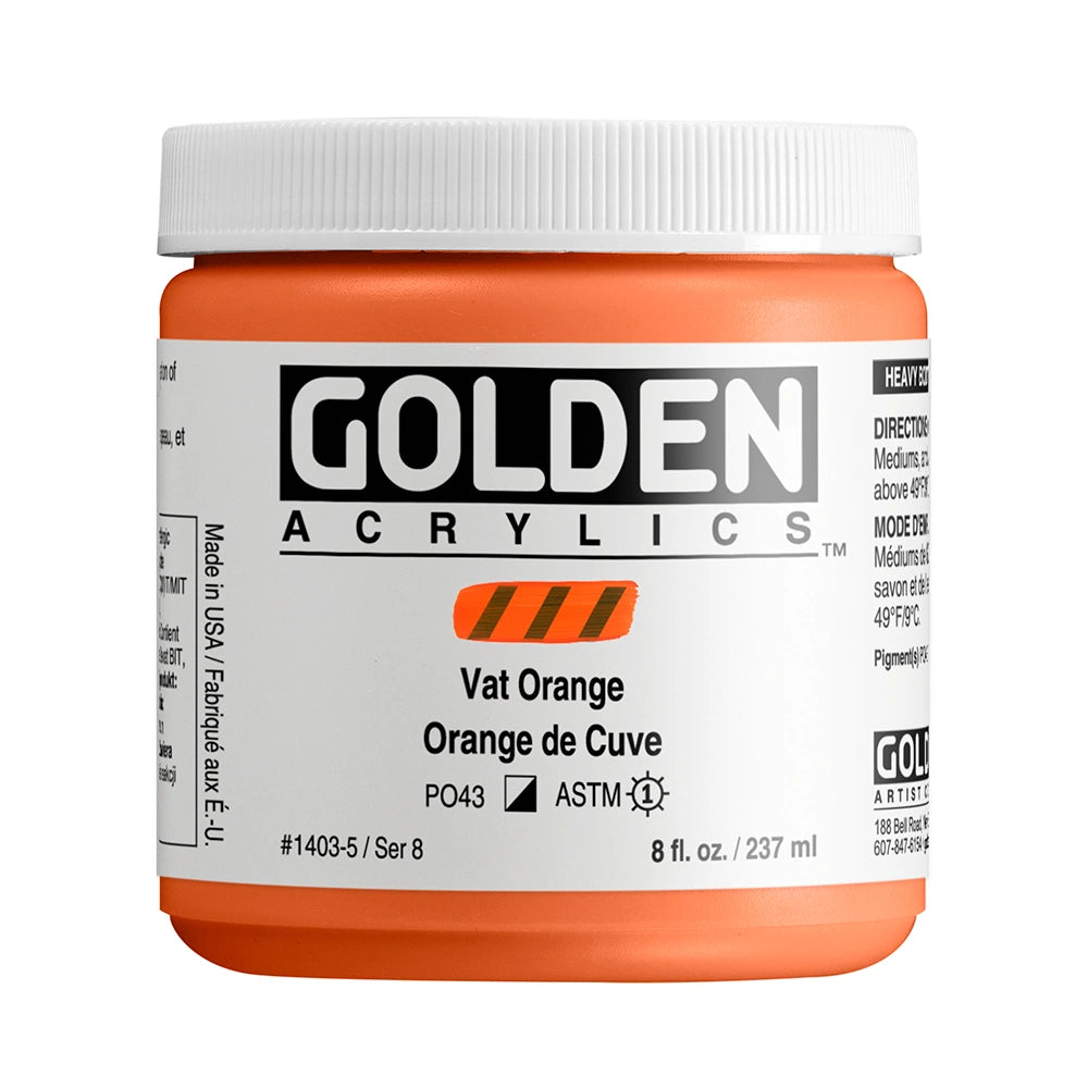 Golden Heavy Body Acrylic 237ml Vat Orange