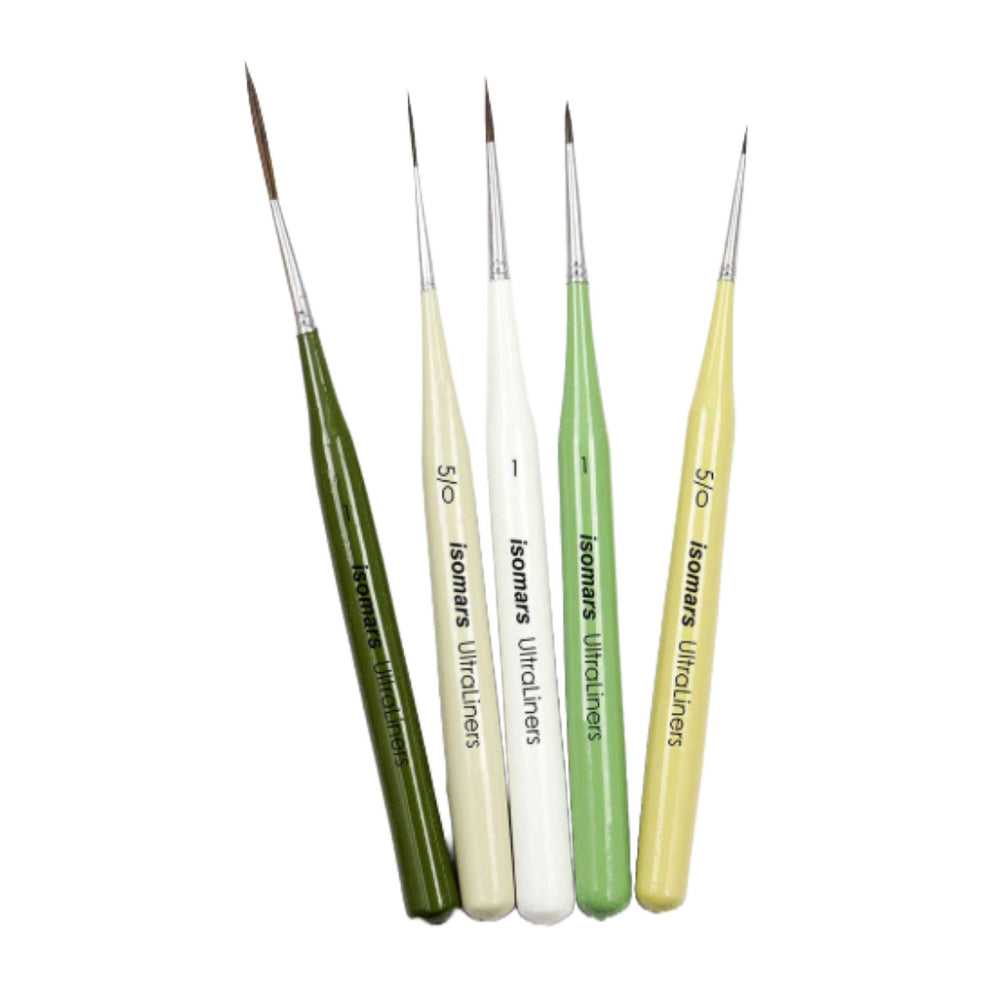 Isomars Ultra Liner Brush Set of 5 (Green Handles)