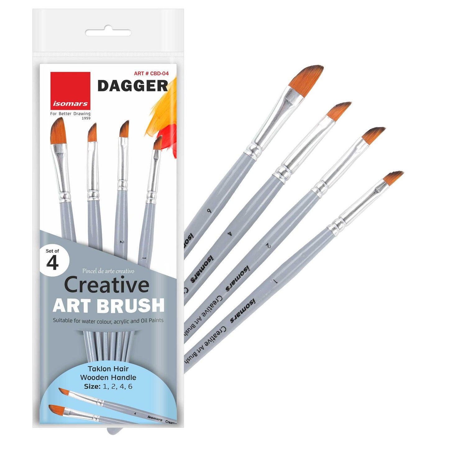 Isomars Creative Dagger Brush Set of 4 (Taklon)