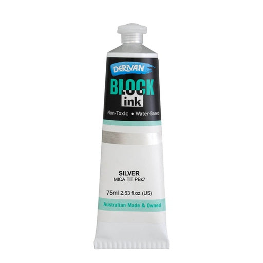 Derivan Block Printing Ink 75ml Silver