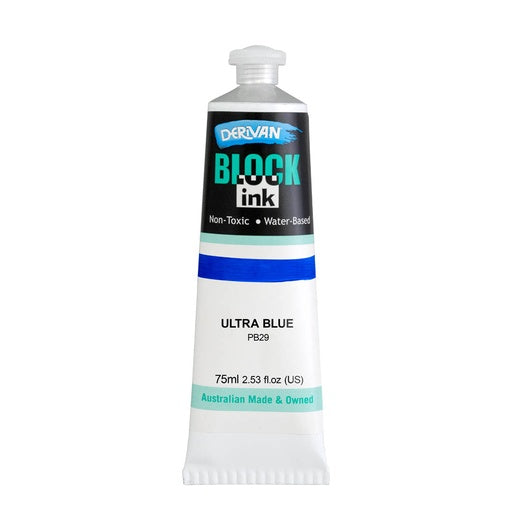 Derivan Block Printing Ink 75ml Ultra Blue