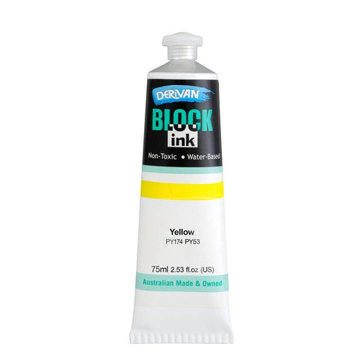 Derivan Block Printing Ink 75ml Yellow