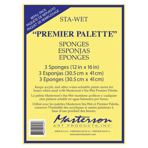 Masterson #105 Sta-Wet Premier Palette 12 x 16" Sponge Refill Pkt 3