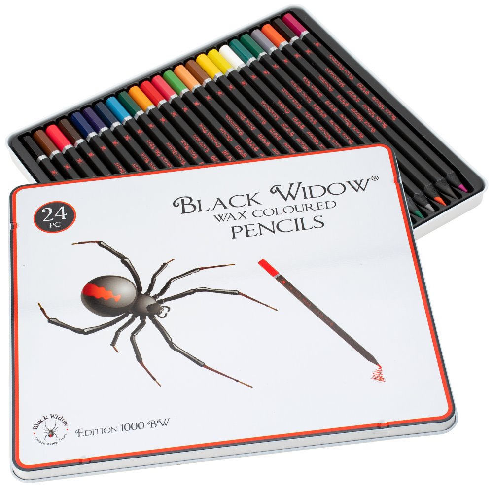 Black Widow Pencils Tin 24 Red Back