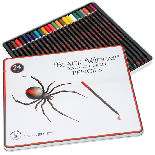 Black Widow Pencils Tin 24 Red Back