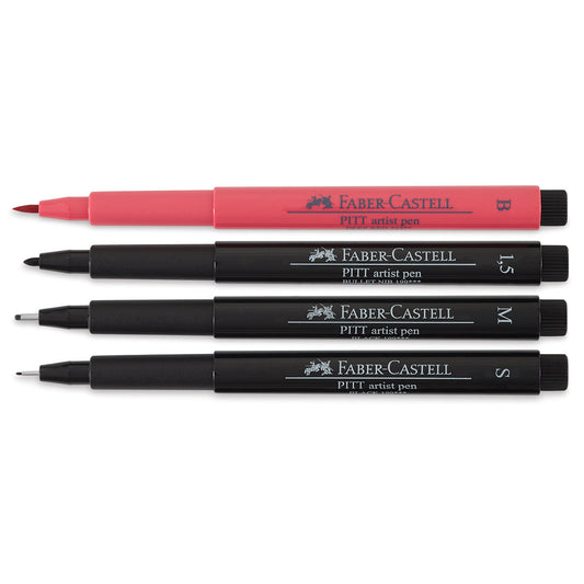 Faber Pitt Pen Set 4 Lettering Red And Black